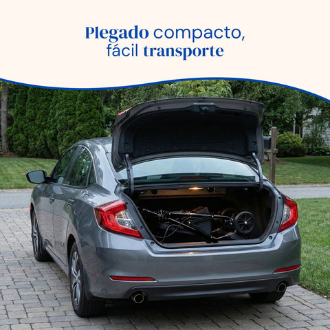 Andador de fácil plegado, diseño compacto, ideal para transportar en coche