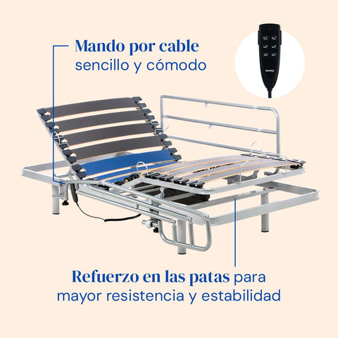 Pack Cama Articulada con Colchón Impermeable Alta resiliencia Origin HR (90x190 cm, barandillas)