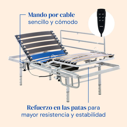 Pack Cama Articulada regulable en altura con Colchón Impermeable Origin HR (90x190 cm, barandillas)